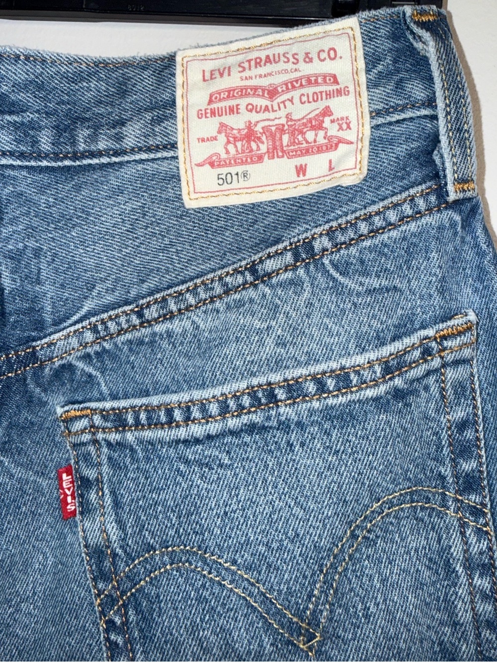 Levi's light blue denim 501 back pocket jeans